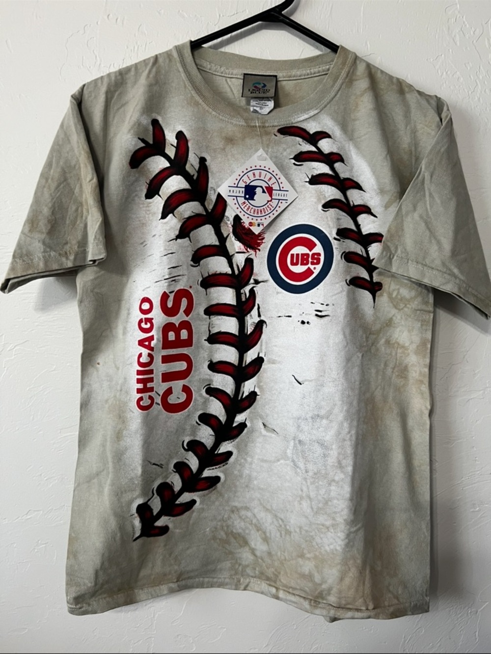 Chicago Cubs Graphic Youth XL Liquid Blue Tee Red, White, and Blue Logo MLB